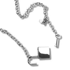 Unisex Lock & Key Chain Padlock Necklace